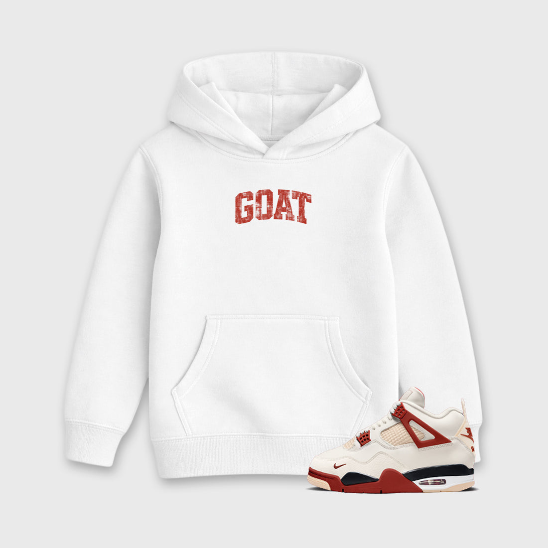 Sneaker match tees – Sneaker Tees To Match Air Jordan 4 Brick After Brick Shoes – Vintage Goat Kids T-Shirt White 1
