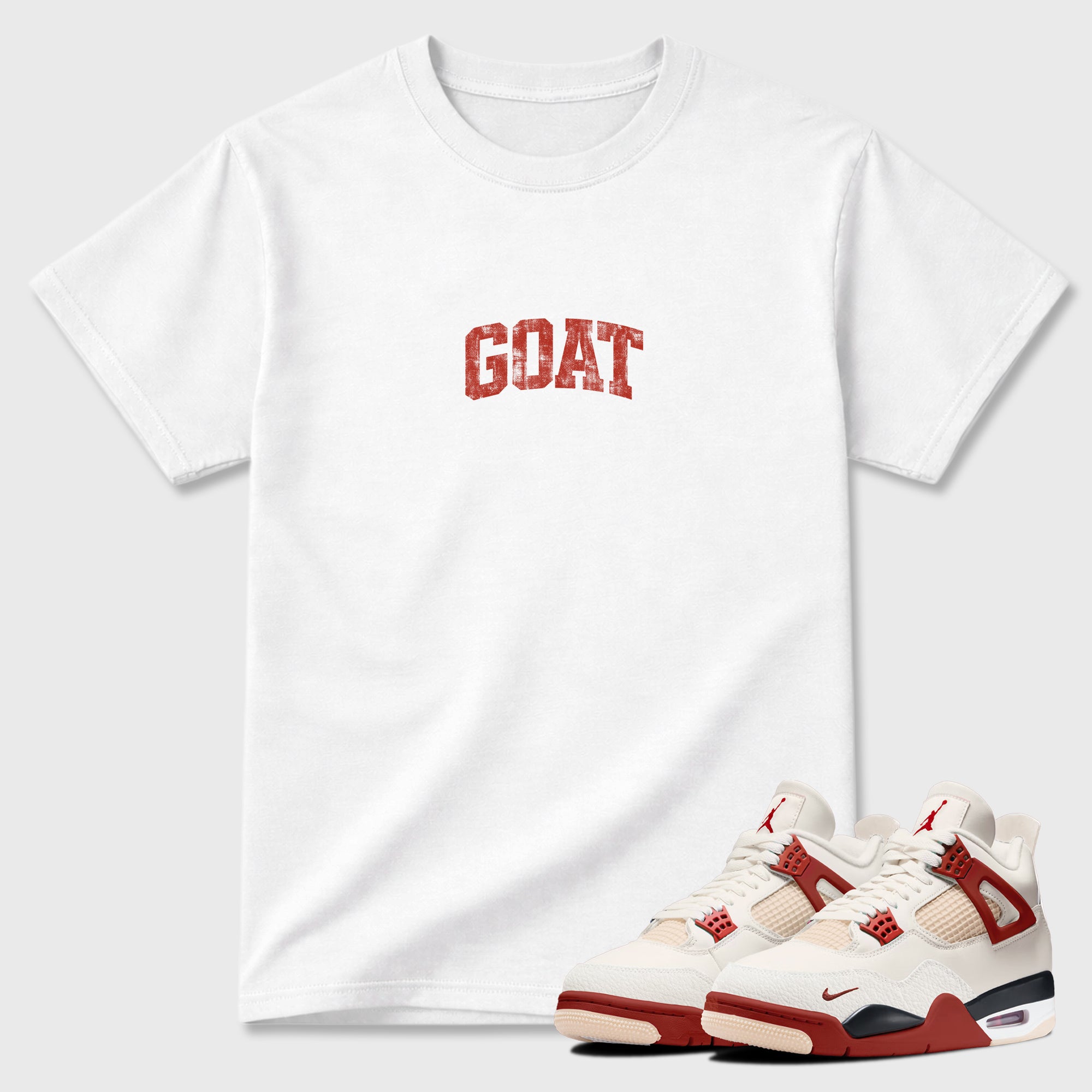 Sneaker match tees – Sneaker Tees To Match Air Jordan 4 Brick After Brick Shoes – Vintage Goat Tee White 1