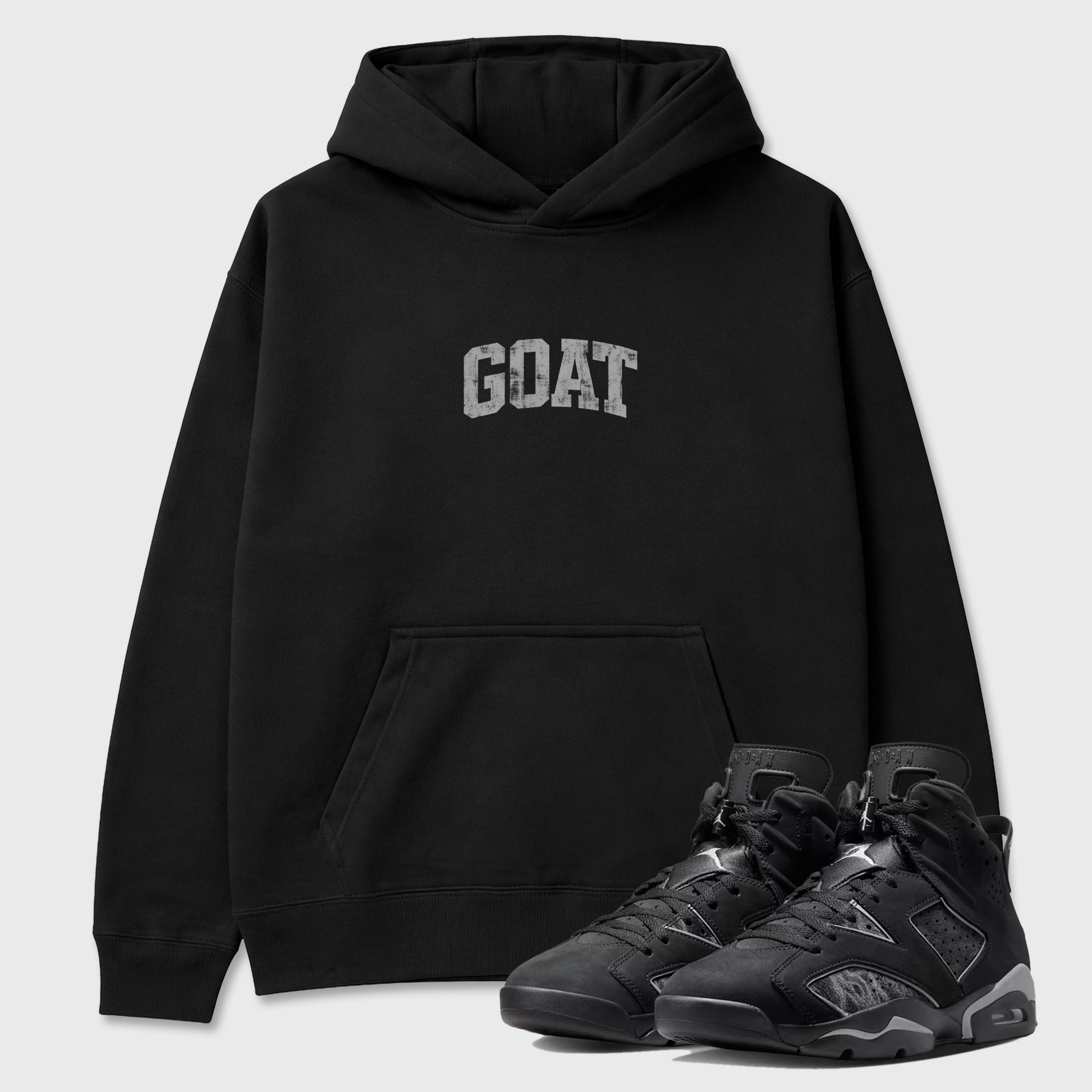 Sneaker match tees – Sneaker Tees To Match Air Jordan 6 Cap and Gown Shoes – Vintage Goat Tee Black 1