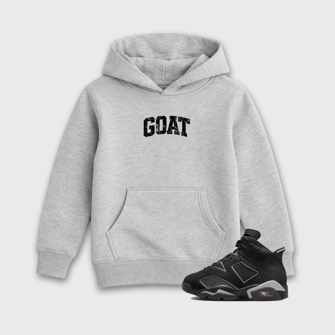 Sneaker match tees – Sneaker Tees To Match Air Jordan 6 Cap and Gown Shoes – Vintage Goat Kids T-Shirt Heather Grey 1