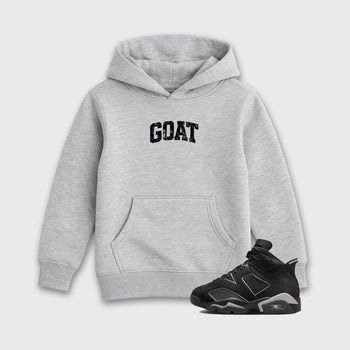 Sneaker match tees – Sneaker Tees To Match Air Jordan 6 Cap and Gown Shoes – Vintage Goat Kids T-Shirt Heather Grey 1