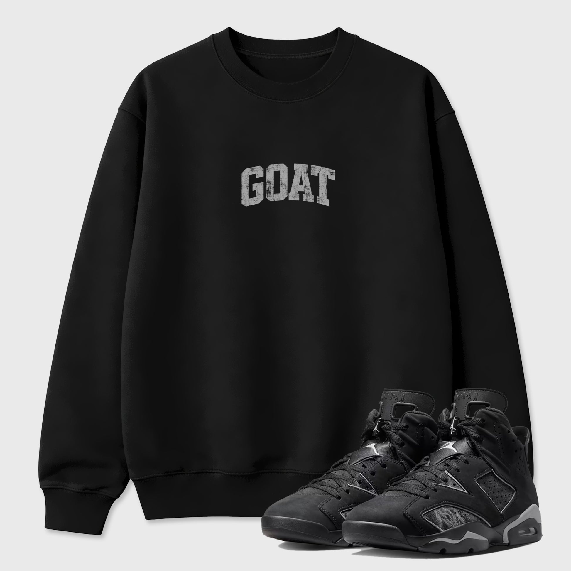 Sneaker match tees – Sneaker Tees To Match Air Jordan 6 Cap and Gown Shoes – Vintage Goat Tee Black 1