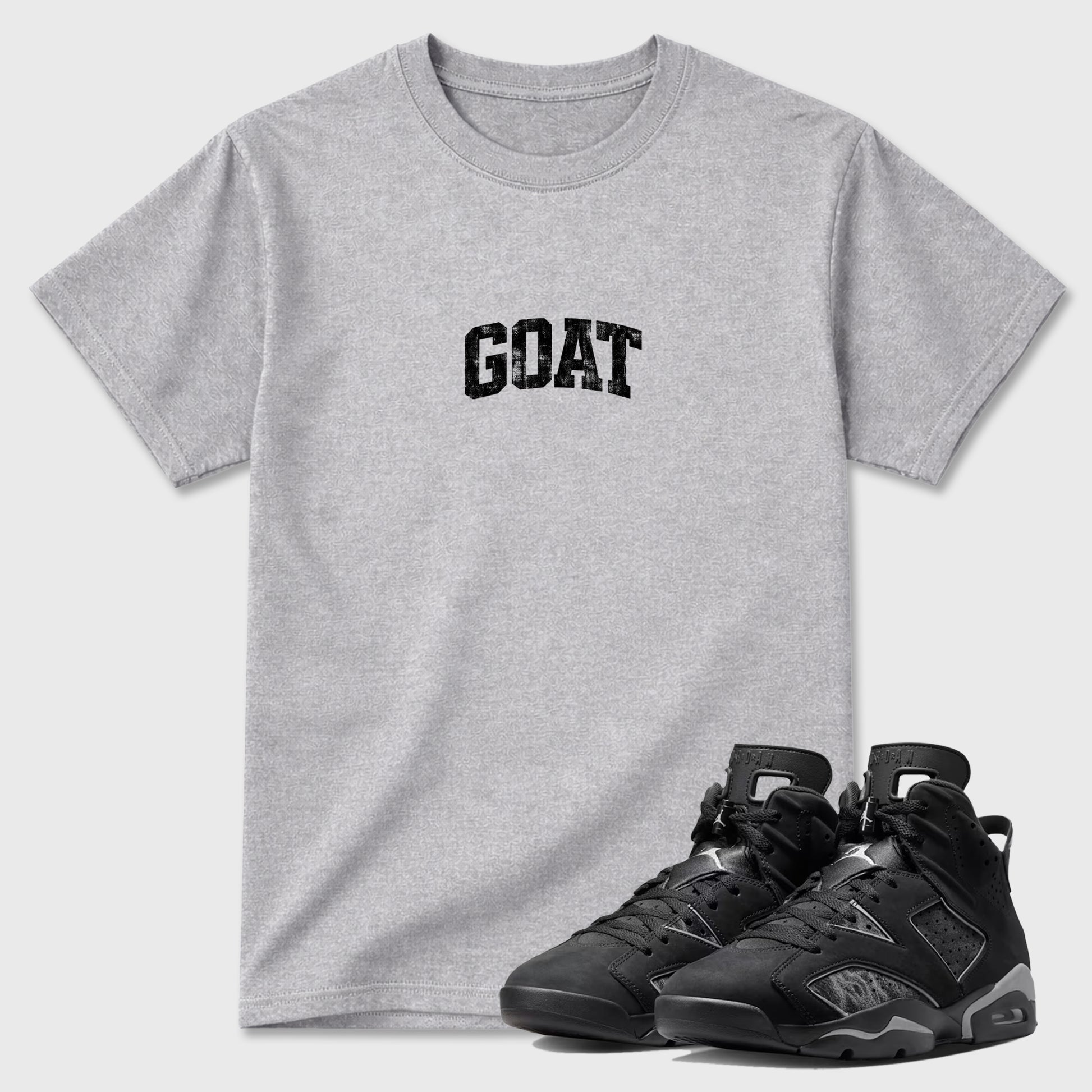 Sneaker match tees – Sneaker Tees To Match Air Jordan 6 Cap and Gown Shoes – Vintage Goat Tee Heather Grey 1