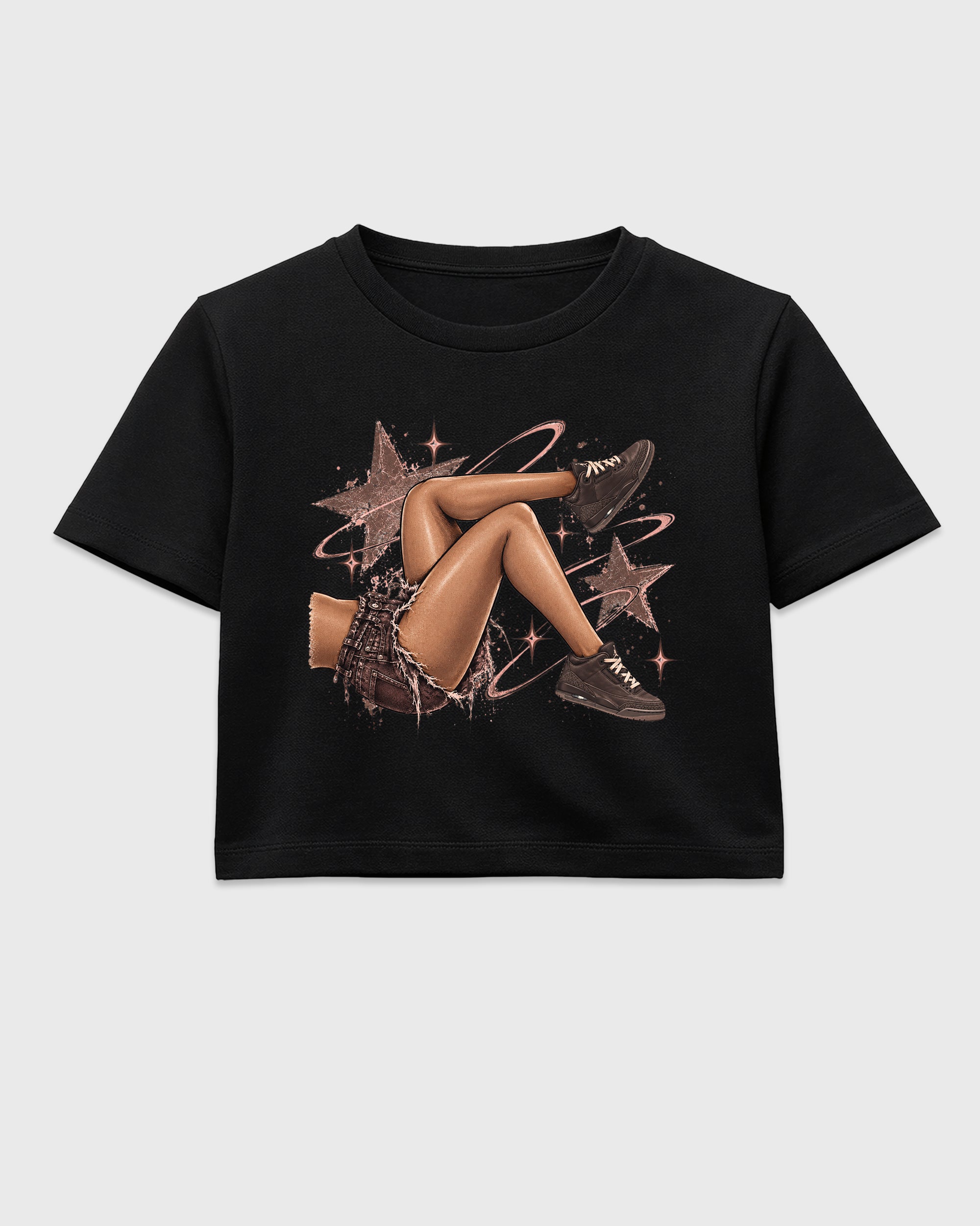 Vintage Got Em Legs women’s crop tee designed to match the Air Jordan 3 Fireside, featuring coordinated Black 2 options for a perfect streetwear vibe.