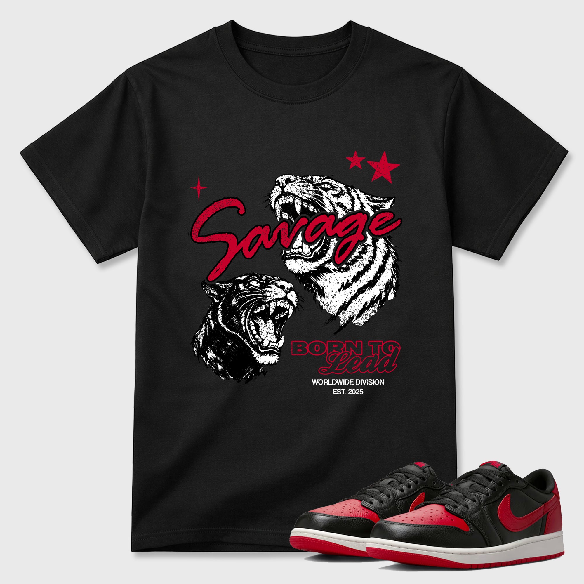 Sneaker match tees – Sneaker Tees To Match Air Jordan 1 Banned Shoes – Vintage Savage Tee Black 1