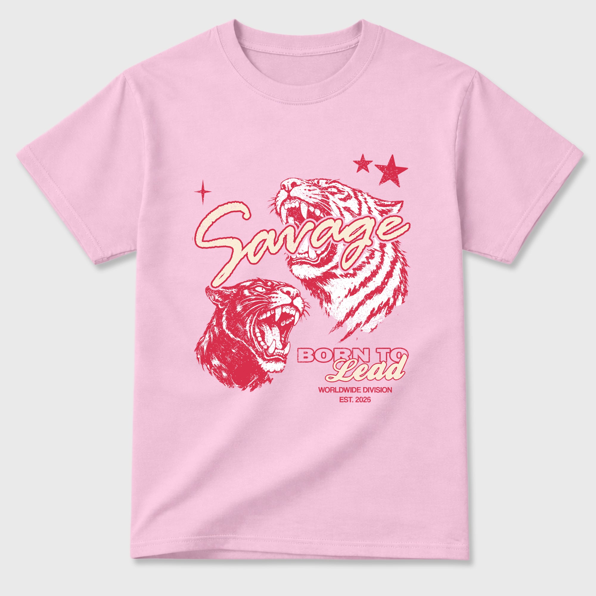 Vintage Savage Graphic T-Shirt sneaker match tee designed for the Air Jordan 1 Travis Scott Tropical Pink, featuring coordinated color options for a perfect streetwear match. Pink 2 shirt.