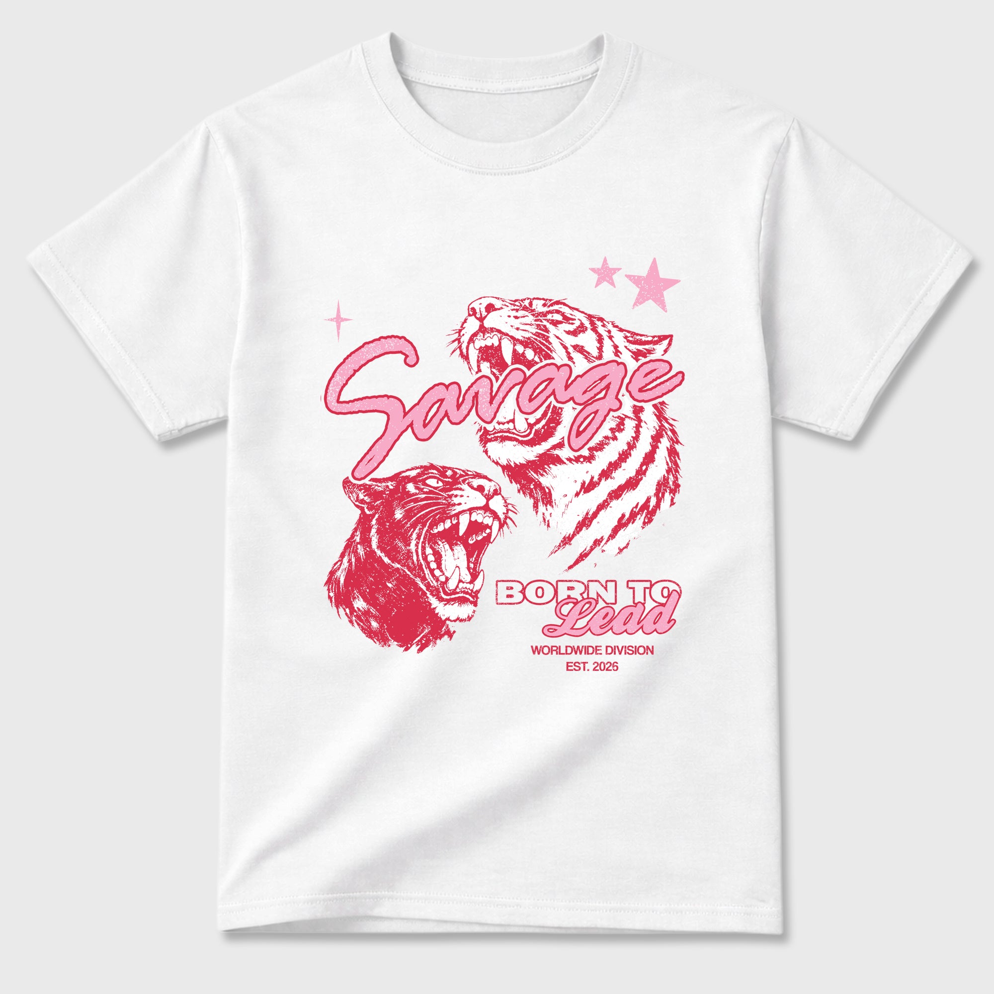 Vintage Savage Graphic T-Shirt sneaker match tee designed for the Air Jordan 1 Travis Scott Tropical Pink, featuring coordinated color options for a perfect streetwear match. White 2 shirt.