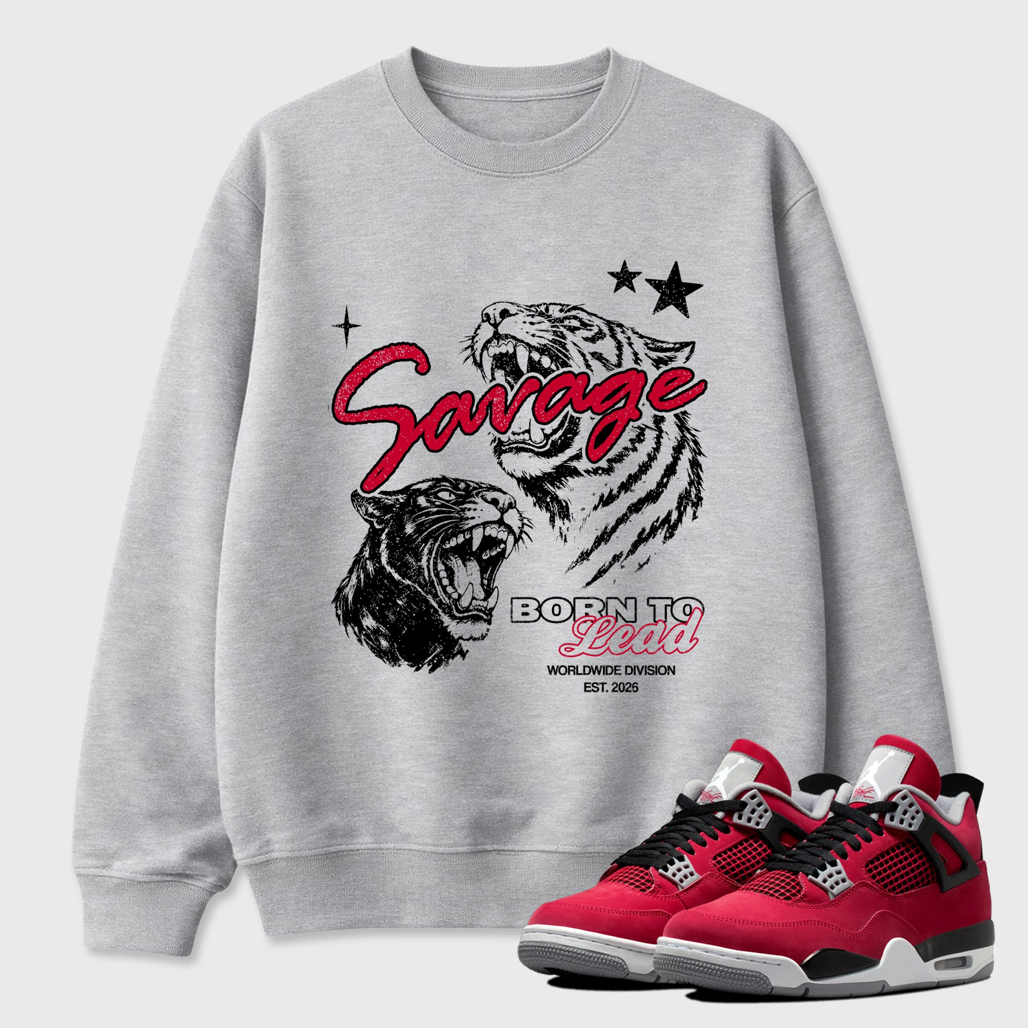 Sneaker match tees – Sneaker Tees To Match Air Jordan 4 Toro Bravo Shoes – Vintage Savage Tee Heather Grey 1