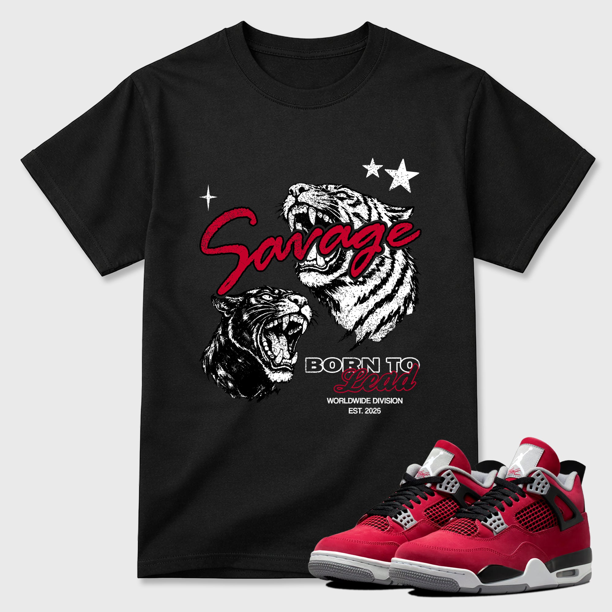 Sneaker match tees – Sneaker Tees To Match Air Jordan 4 Toro Bravo Shoes – Vintage Savage Tee Black 1