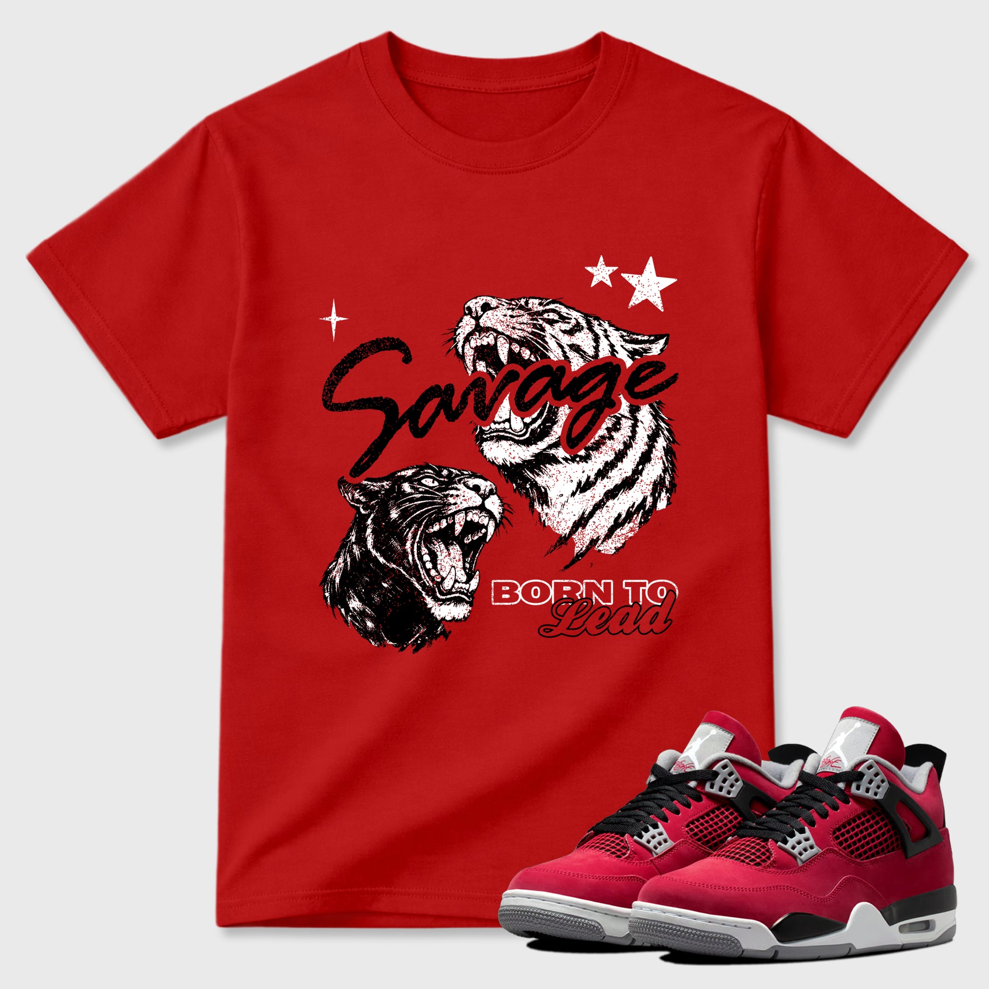 Sneaker match tees – Sneaker Tees To Match Air Jordan 4 Toro Bravo Shoes – Vintage Savage Tee Red 1