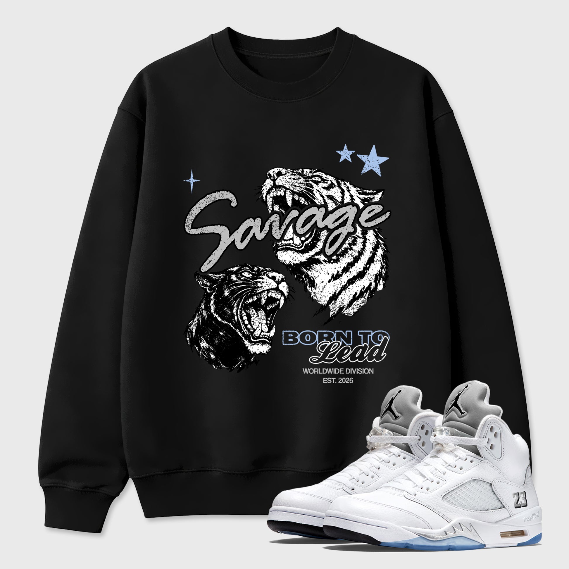 Sneaker match tees – Sneaker Tees To Match Air Jordan 5 White Metallic Shoes – Vintage Savage Tee Black 1