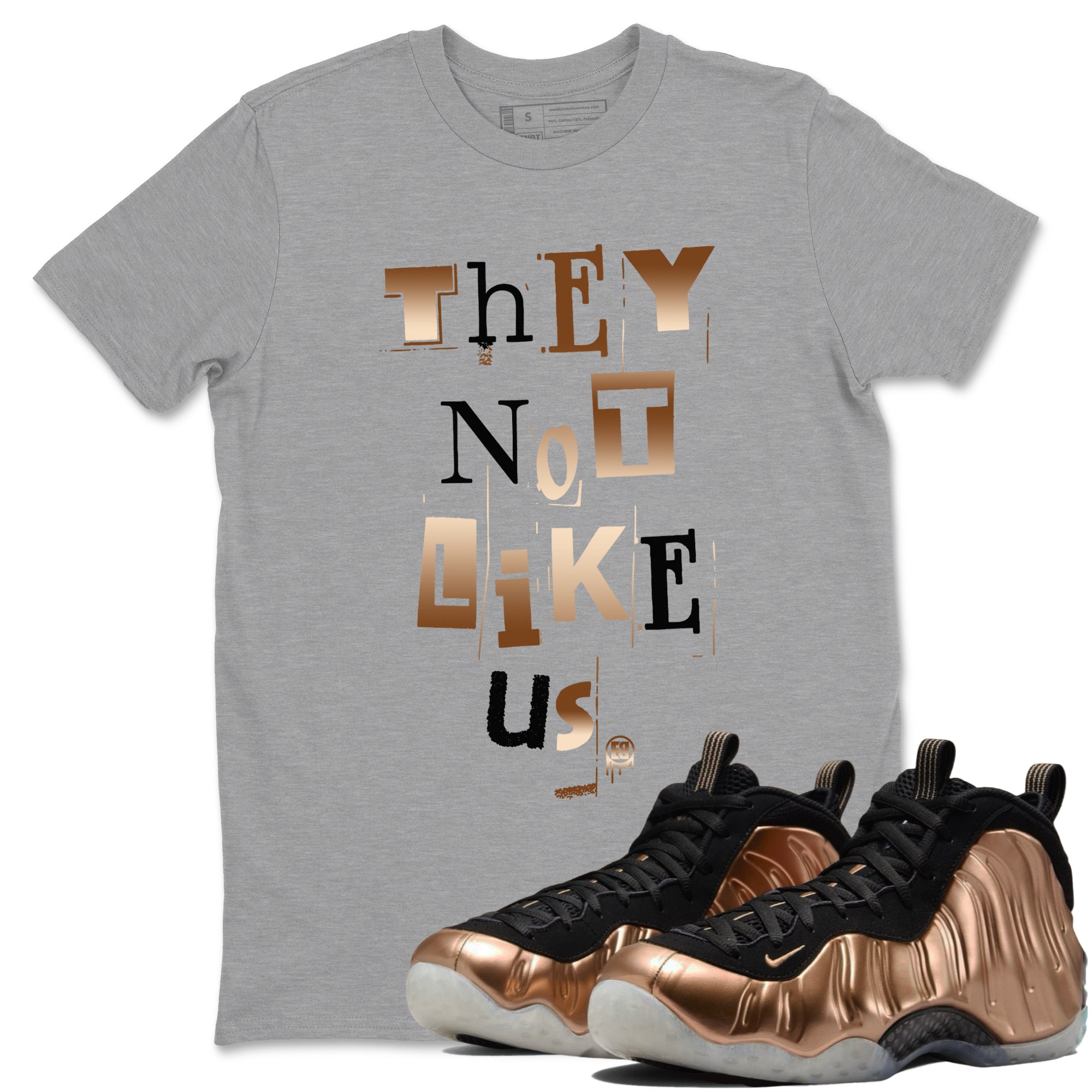 Foams One Metallic Copper shirts to match jordans Vintage They Not Like Us sneaker match tees Air Foamposite One Metallic Copper match shoes to clothes SNRT Sneaker Tees unisex cotton Heather Grey 1 shirts