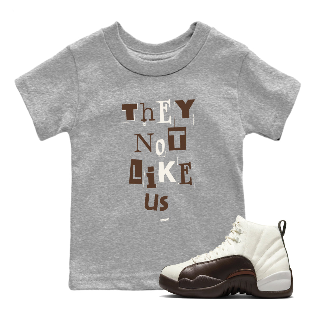 AJ12 Baroque Brown shirts to match jordans Vintage They Not Like Us best t shirts to wear with jordans SoleFly x Jordan 12 Baroque Brown match shoes to clothes SNRT Sneaker Tees Youth Baby Heather Grey 1 tee