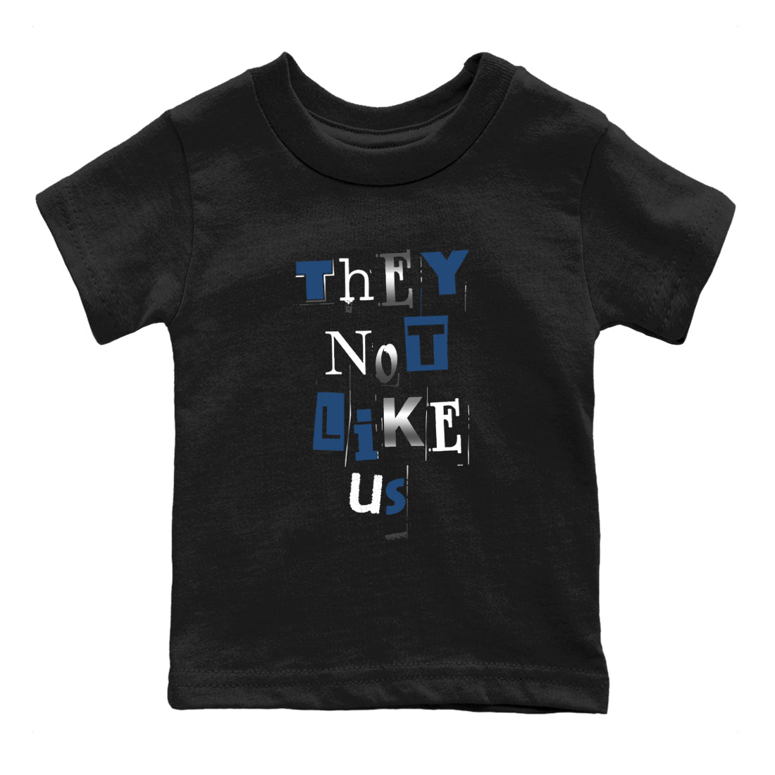 12s French Blue Sneaker match tees – Sneaker Tees To Match Jordan 12 French Blue Shoes – Vintage They Not Like Us Kids T-Shirt Black 2