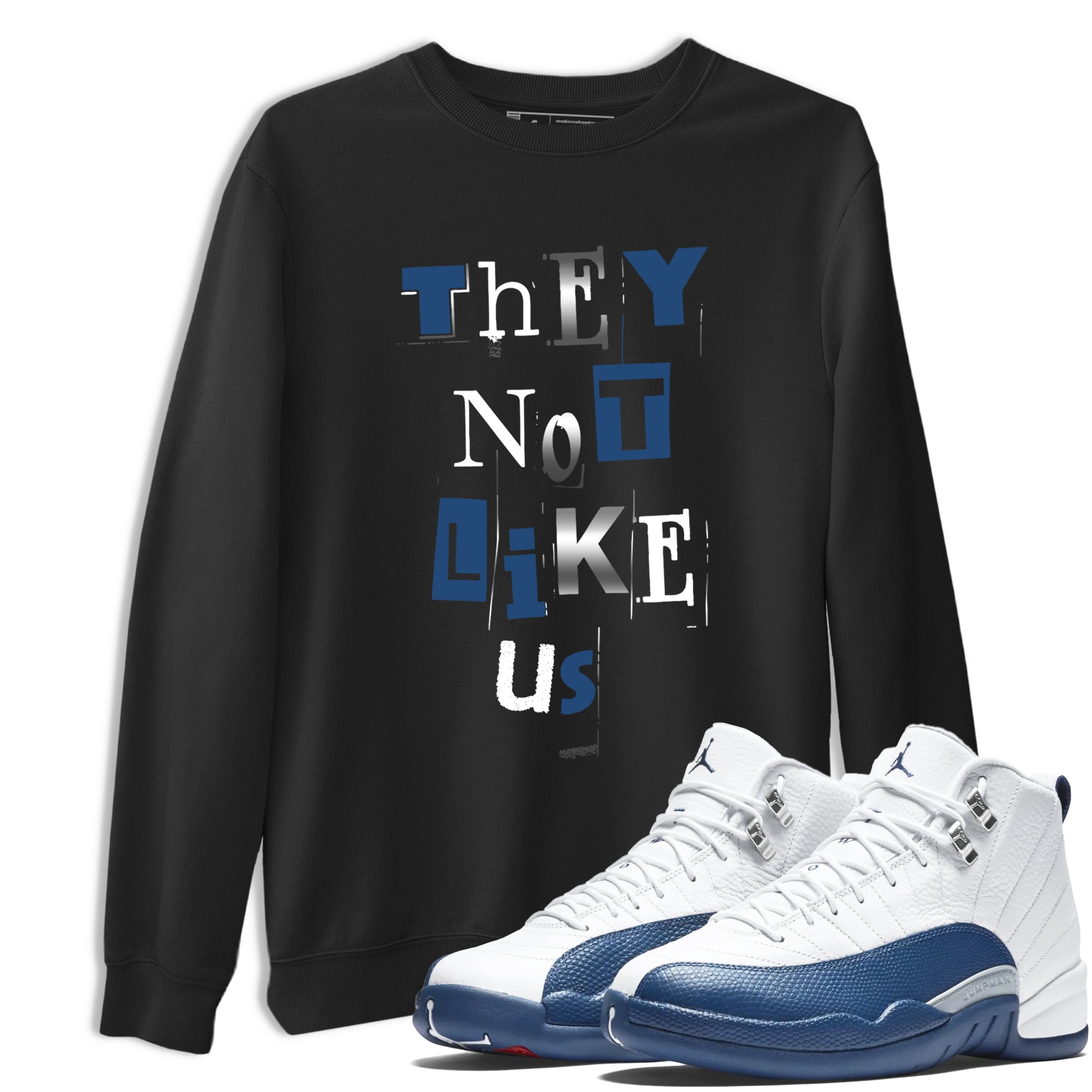 12s French Blue Sneaker match tees – Sneaker Tees To Match Jordan 12 French Blue Shoes – Vintage They Not Like Us Tee Black 1