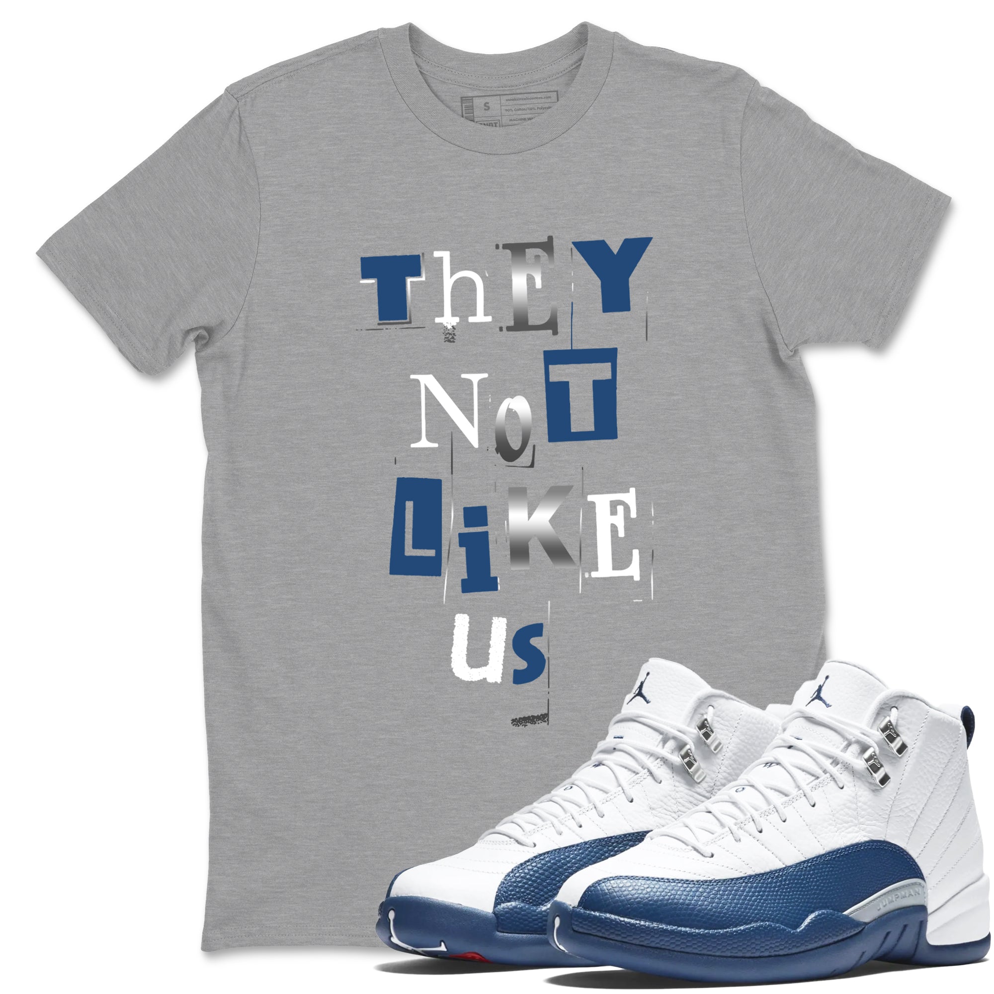 12s French Blue Sneaker match tees – Sneaker Tees To Match Jordan 12 French Blue Shoes – Vintage They Not Like Us Tee Heather Grey 1