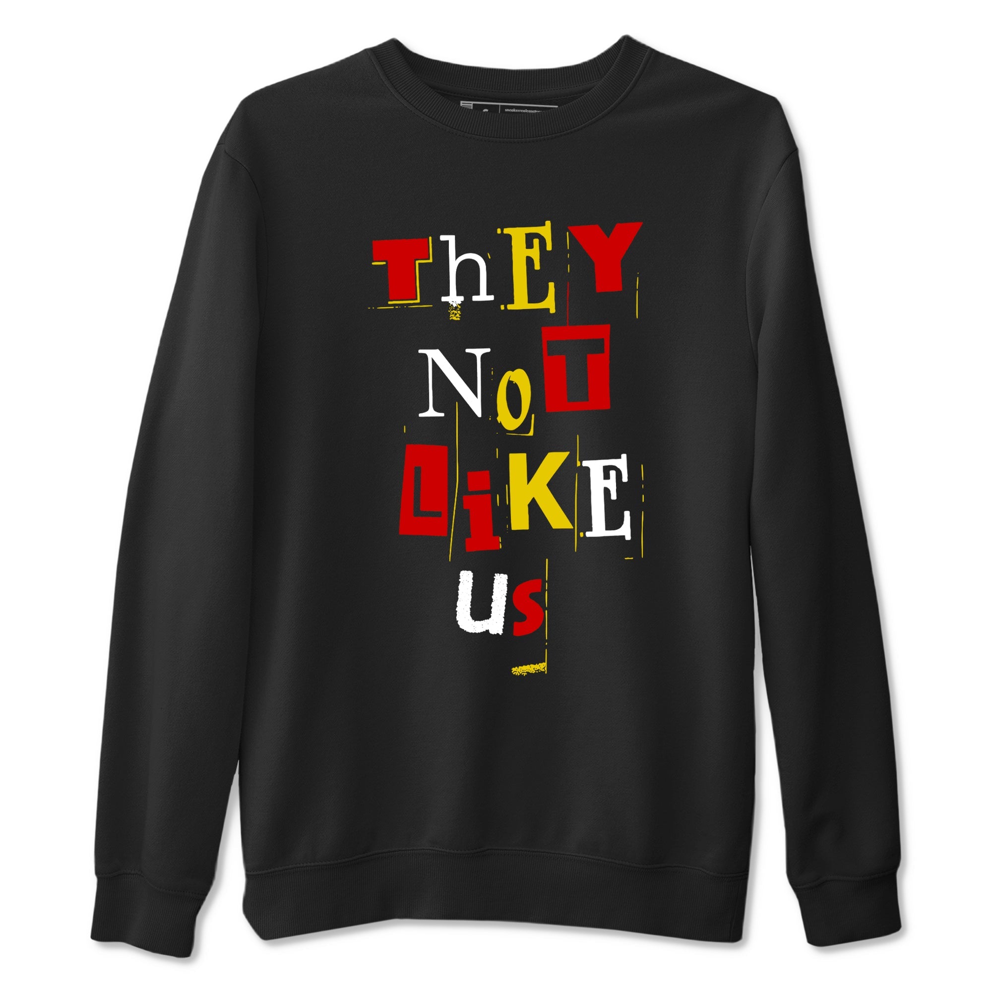 Vintage They Not Like Us sneaker match t-shirt styled to complete your fit with the Air Jordan 14 Challenge Red sneakers, graphic shirts in Black 2.