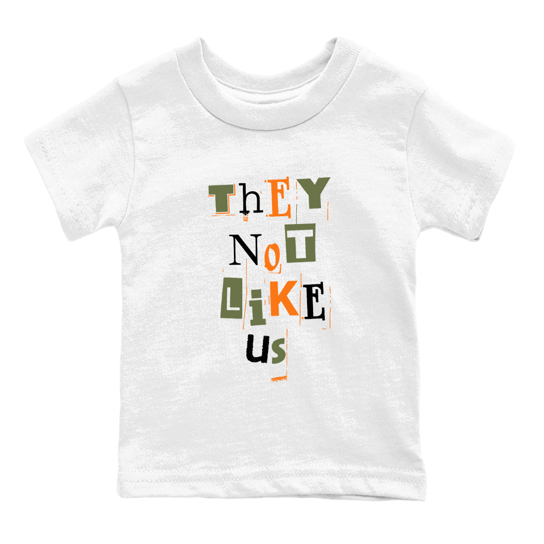 Sneaker match tees – Sneaker Tees To Match Undefeated inspired colorways Air Jordan 4 OG Olive Shoes  – Vintage They Not Like Us Kids T-Shirt White 2