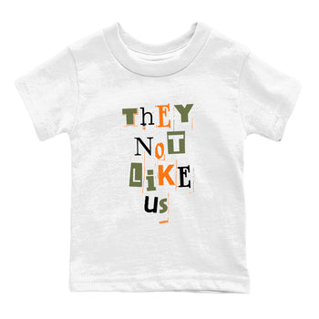 Sneaker match tees – Sneaker Tees To Match Undefeated inspired colorways Air Jordan 4 OG Olive Shoes  – Vintage They Not Like Us Kids T-Shirt White 2