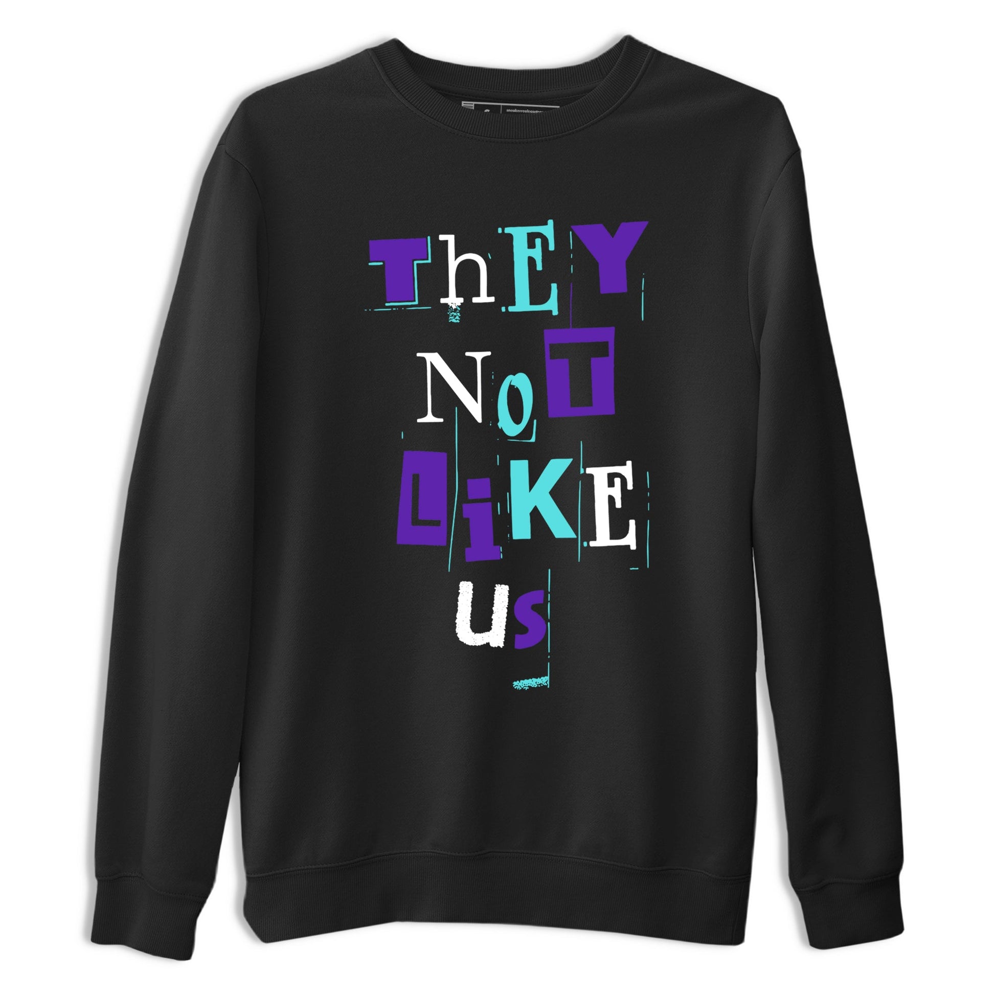 Vintage They Not Like Us sneaker match t-shirt styled to complete your fit with the Air Jordan 5 Grape sneakers, shown in Black 2.