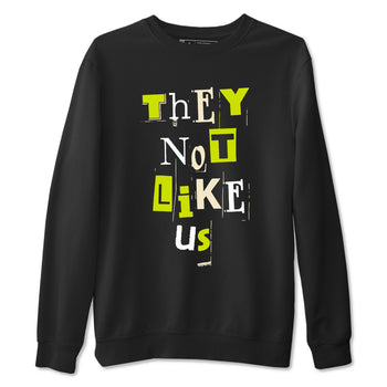 Vintage They Not Like Us sneaker match t-shirt styled to complete your fit with the Jordan Jumpman Jack Travis Scott Bright Cactus sneakers, shown in Black 2.
