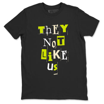 Vintage They Not Like Us sneaker match t-shirt styled to complete your fit with the Jordan Jumpman Jack Travis Scott Bright Cactus sneakers, shown in Black 2.