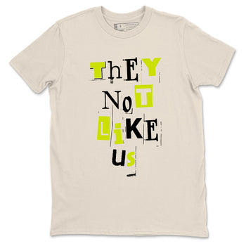 Vintage They Not Like Us sneaker match t-shirt styled to complete your fit with the Jordan Jumpman Jack Travis Scott Bright Cactus sneakers, shown in Natural 2.
