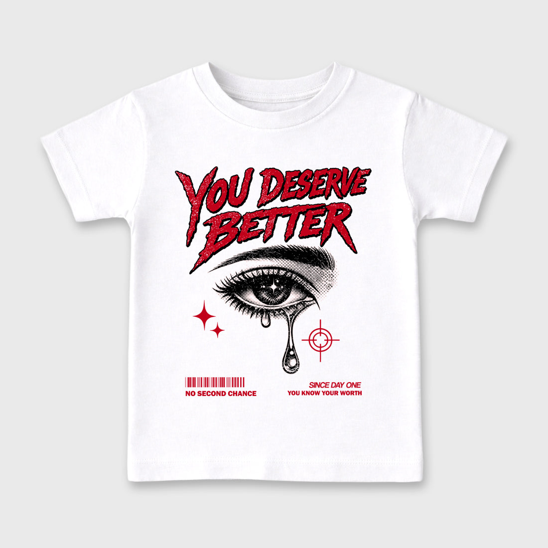 Vintage You Deserve Better Baby & Kids Graphic T-Shirt featuring original artwork designed to match the Air Jordan 1 Nails and Grails. White 2 Kids Graphic Tee.