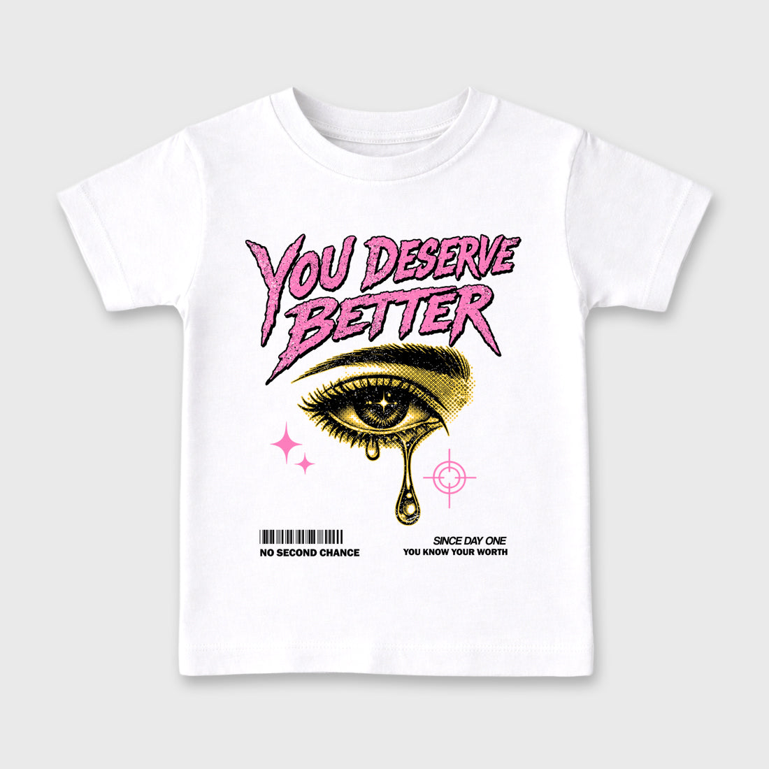 Vintage You Deserve Better Baby & Kids Graphic T-Shirt featuring original artwork designed to match the Air Jordan 4 Comic. White 2 Kids Graphic Tee.