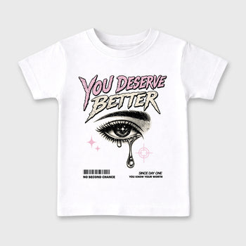 Sneaker match tees – Sneaker Tees To Match Air Jordan 4 Iced Carmine Shoes – Vintage You Deserve Better Kids T-Shirt White 2