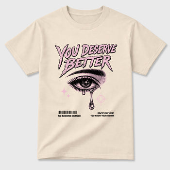 Sneaker match tees – Sneaker Tees To Match Air Jordan 4 Iced Carmine Shoes – Vintage You Deserve Better Tee Natural 2