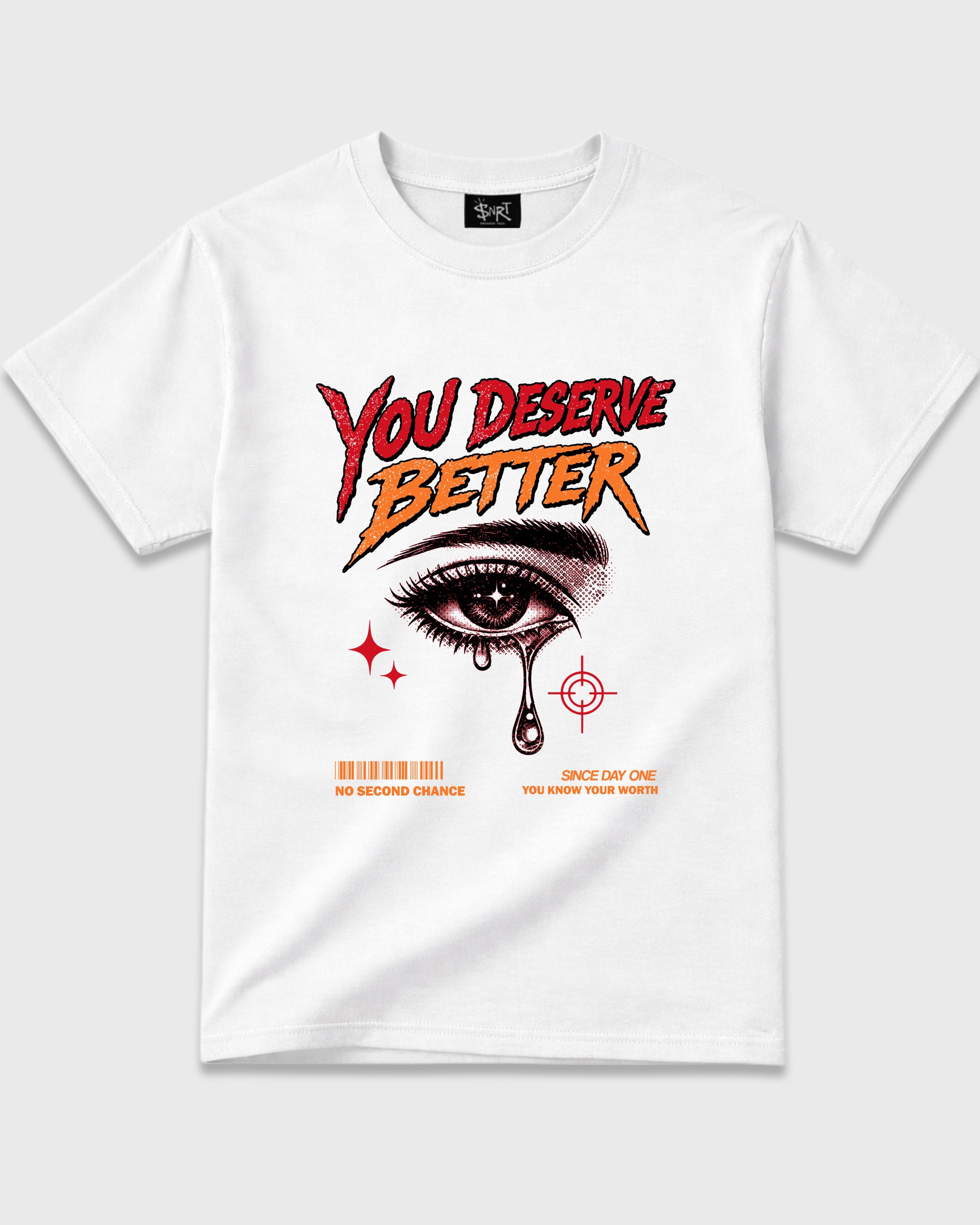 Vintage You Deserve Better Graphic T-Shirt featuring original streetwear artwork designed to match the Air Jordan 5 Sunset. White 2 Graphic T-Shirt.