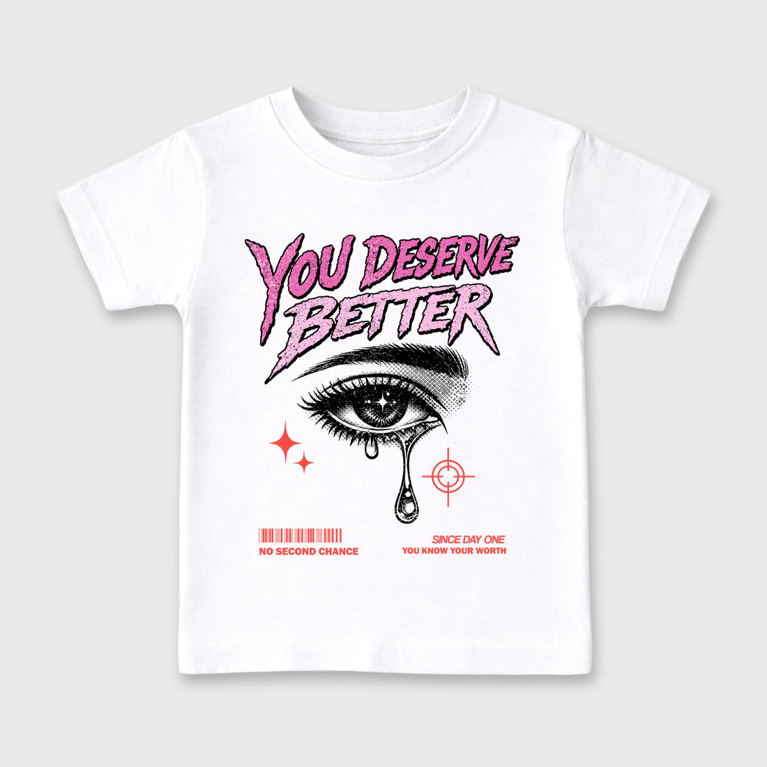 Vintage You Deserve Better Baby & Kids Graphic T-Shirt featuring original artwork designed to match the Air Jordan 6 Playful Pink. White 2 Kids Graphic Tee.