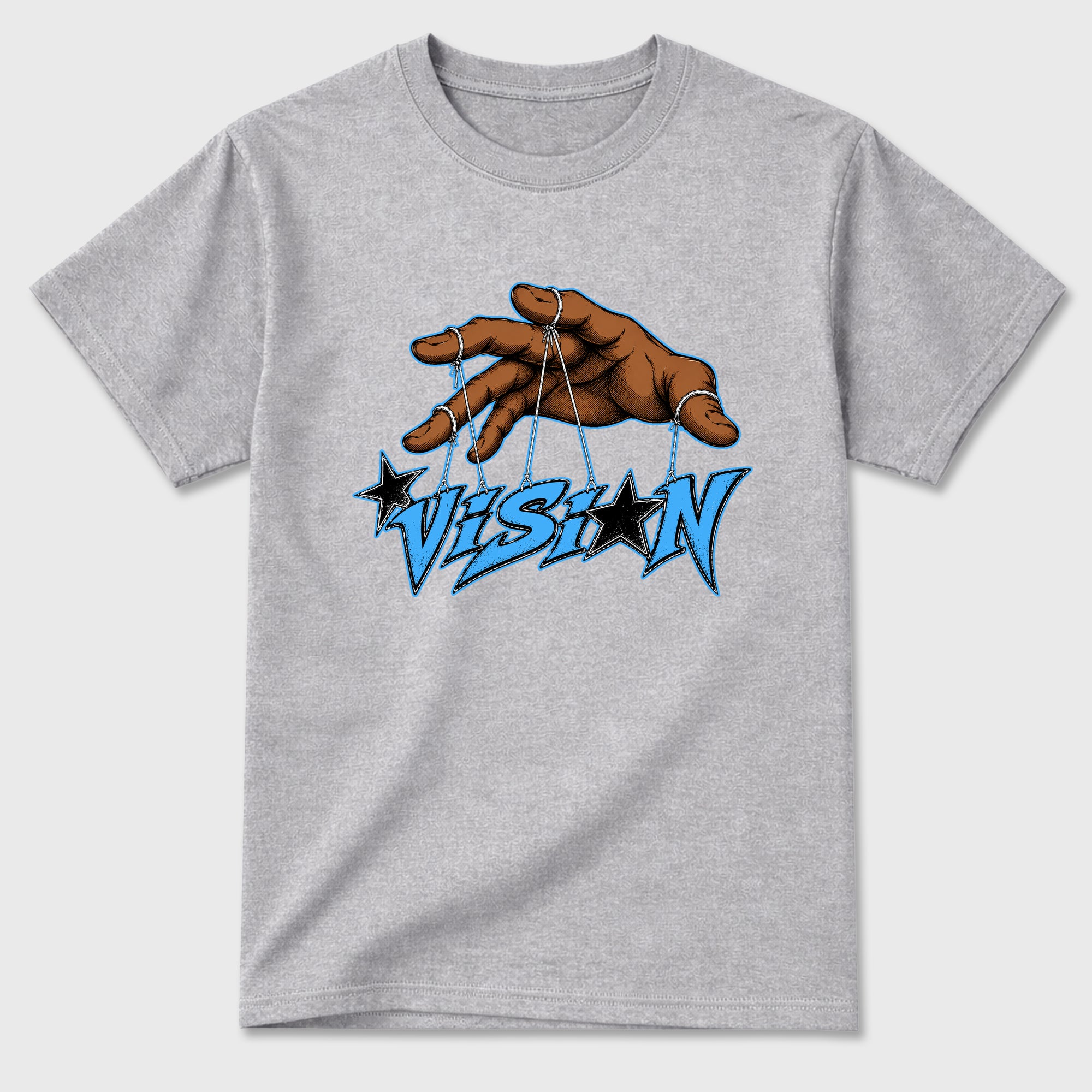 Vision Graphic T-Shirt sneaker match tee designed for the Air Jordan 5 Black Carolina, featuring coordinated color options for a perfect streetwear match. Heather Grey 2 shirt.