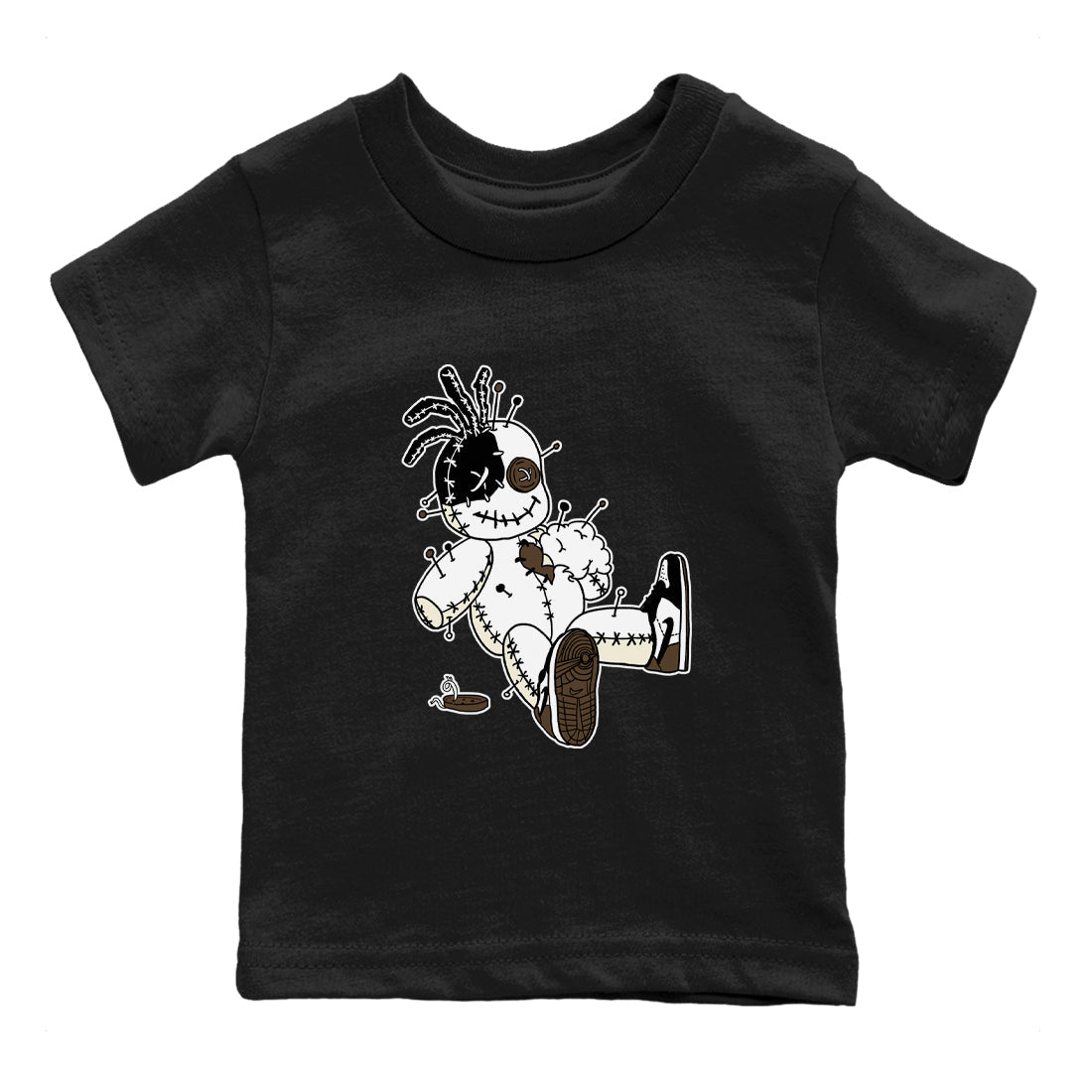 AJ1 Mocha shirts to match jordans Voodoo Doll unique Halloween sneaker tee Air Jordan 1 Mocha SNRT Sneaker Tees streetwear brand Baby and Youth Black 2 cotton tee