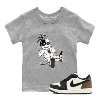 AJ1 Mocha shirts to match jordans Voodoo Doll unique Halloween sneaker tee Air Jordan 1 Mocha SNRT Sneaker Tees streetwear brand Baby and Youth Heather Grey 1 cotton tee