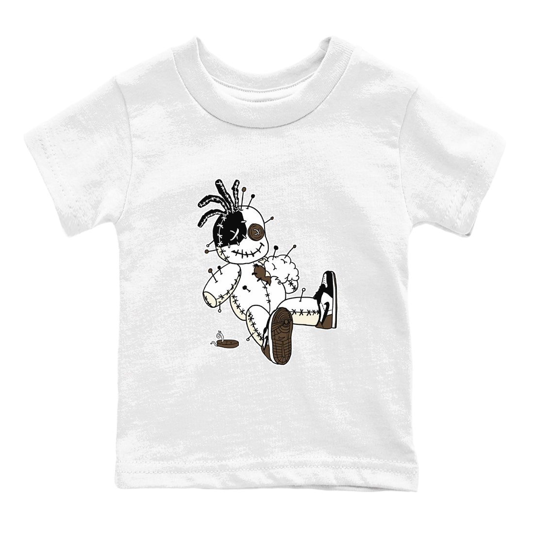 AJ1 Mocha shirts to match jordans Voodoo Doll unique Halloween sneaker tee Air Jordan 1 Mocha SNRT Sneaker Tees streetwear brand Baby and Youth White 2 cotton tee