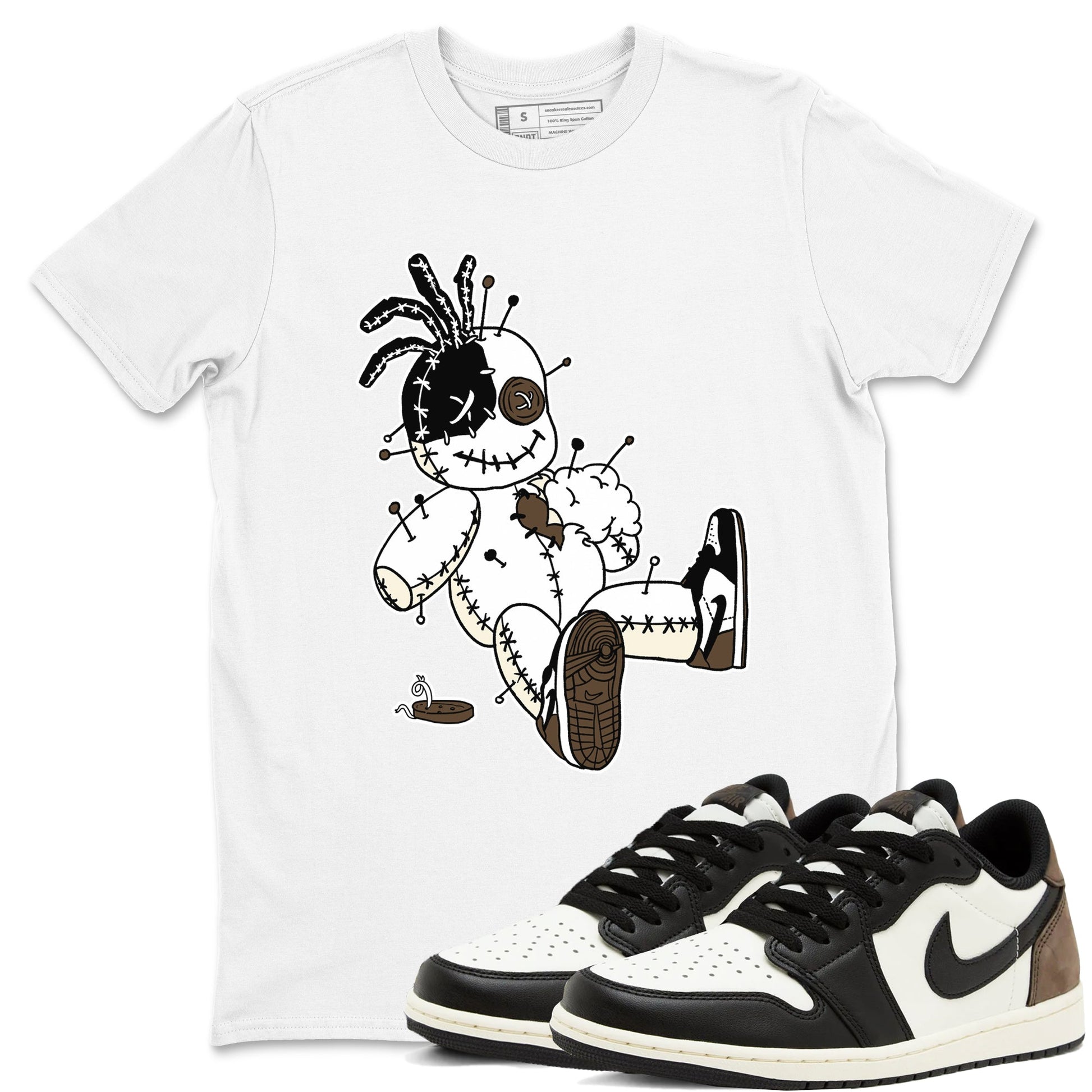 AJ1 Mocha shirts to match jordans Voodoo Doll unique Halloween sneaker tee Air Jordan 1 Mocha SNRT Sneaker Tees streetwear brand White 1 unisex cotton tee