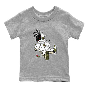 1s Travis Scott Medium Olive shirts to match jordans Voodoo Doll unique Halloween sneaker tee Air Jordan 1 Travis Scott Medium Olive SNRT Sneaker Tees streetwear brand Baby and Youth Heather Grey 2 cotton tee