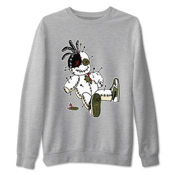 1s Travis Scott Medium Olive shirts to match jordans Voodoo Doll unique Halloween sneaker tee Air Jordan 1 Travis Scott Medium Olive SNRT Sneaker Tees streetwear brand Heather Grey 2 unisex cotton tee