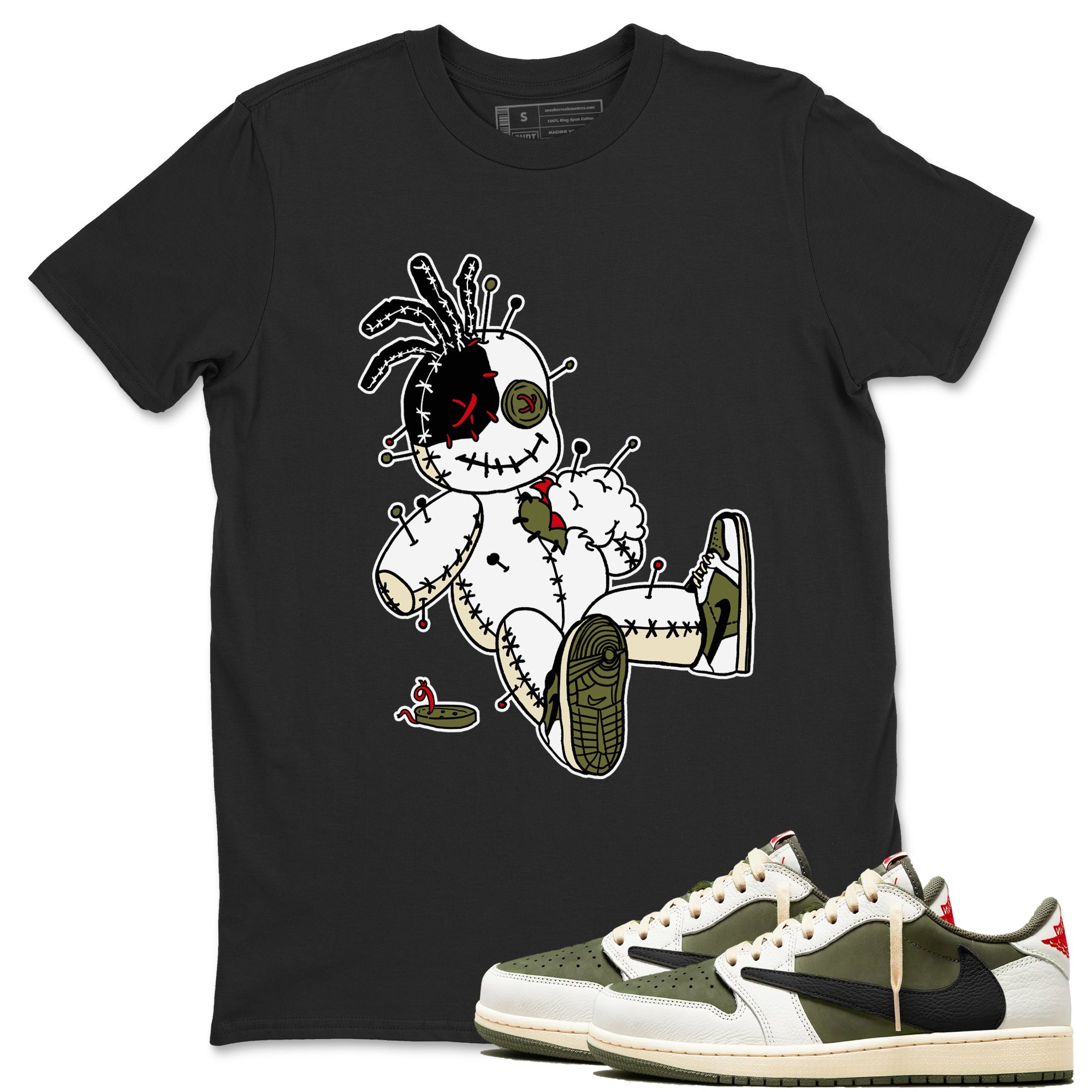 Air Jordan 1 Travis Scott Medium Olive | Voodoo Doll Crew Neck