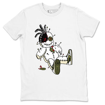 1s Travis Scott Medium Olive shirts to match jordans Voodoo Doll unique Halloween sneaker tee Air Jordan 1 Travis Scott Medium Olive SNRT Sneaker Tees streetwear brand White 2 unisex cotton tee