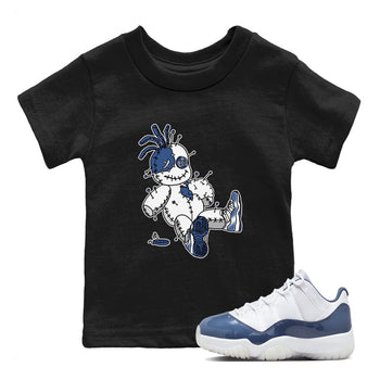 AJ11 Diffused Blue shirts to match jordans Voodoo Doll unique Halloween sneaker tee Air Jordan 11 Diffused Blue SNRT Sneaker Tees streetwear brand Baby and Youth Black 1 cotton tee