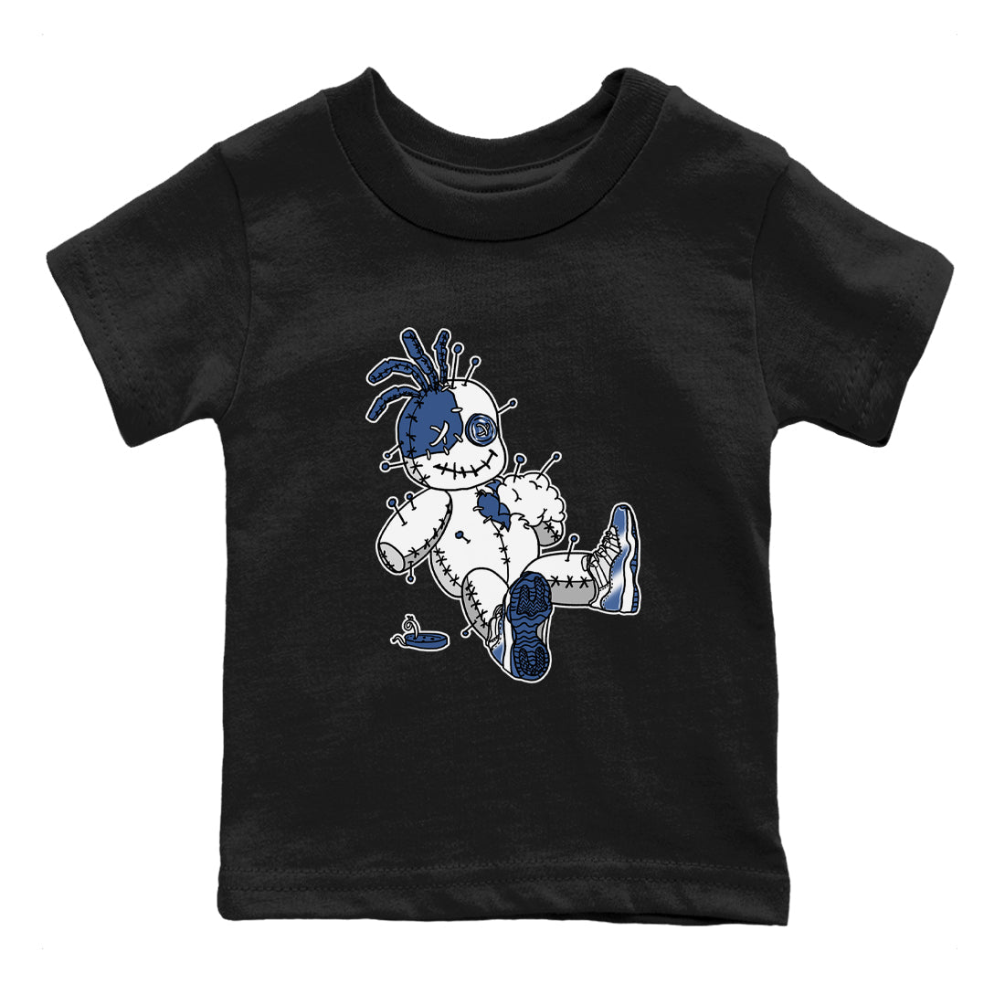 AJ11 Diffused Blue shirts to match jordans Voodoo Doll unique Halloween sneaker tee Air Jordan 11 Diffused Blue SNRT Sneaker Tees streetwear brand Baby and Youth Black 2 cotton tee