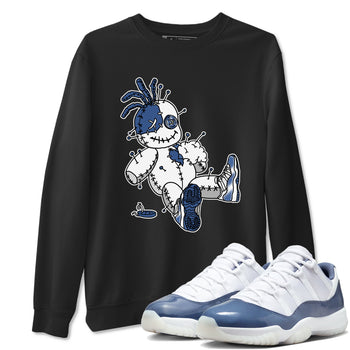 AJ11 Diffused Blue shirts to match jordans Voodoo Doll unique Halloween sneaker tee Air Jordan 11 Diffused Blue SNRT Sneaker Tees streetwear brand Black 1 unisex cotton tee