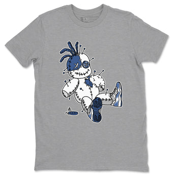 AJ11 Diffused Blue shirts to match jordans Voodoo Doll unique Halloween sneaker tee Air Jordan 11 Diffused Blue SNRT Sneaker Tees streetwear brand Heather Grey 2 unisex cotton tee