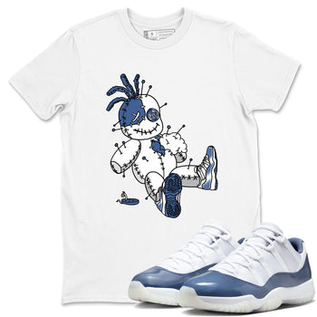 AJ11 Diffused Blue shirts to match jordans Voodoo Doll unique Halloween sneaker tee Air Jordan 11 Diffused Blue SNRT Sneaker Tees streetwear brand White 1 unisex cotton tee