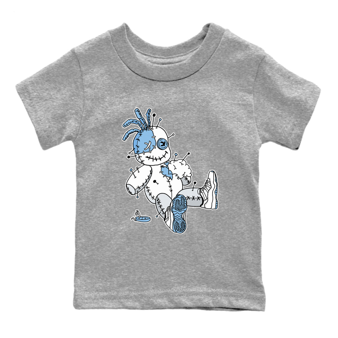 11s Legend Blue shirts to match jordans Voodoo Doll best t shirts to wear with jordans AJ11 Retro Legend Blue match shoes to clothes SNRT Sneaker Tees Youth Baby Heather Grey 2 tee