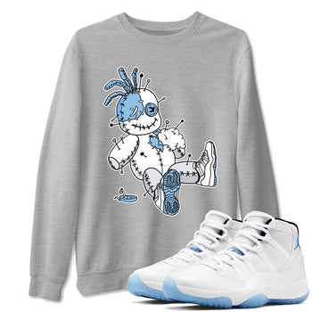 11s Legend Blue shirts to match jordans Voodoo Doll best t shirts to wear with jordans AJ11 Retro Legend Blue match shoes to clothes SNRT Sneaker Tees unisex cotton Heather Grey 1 shirts