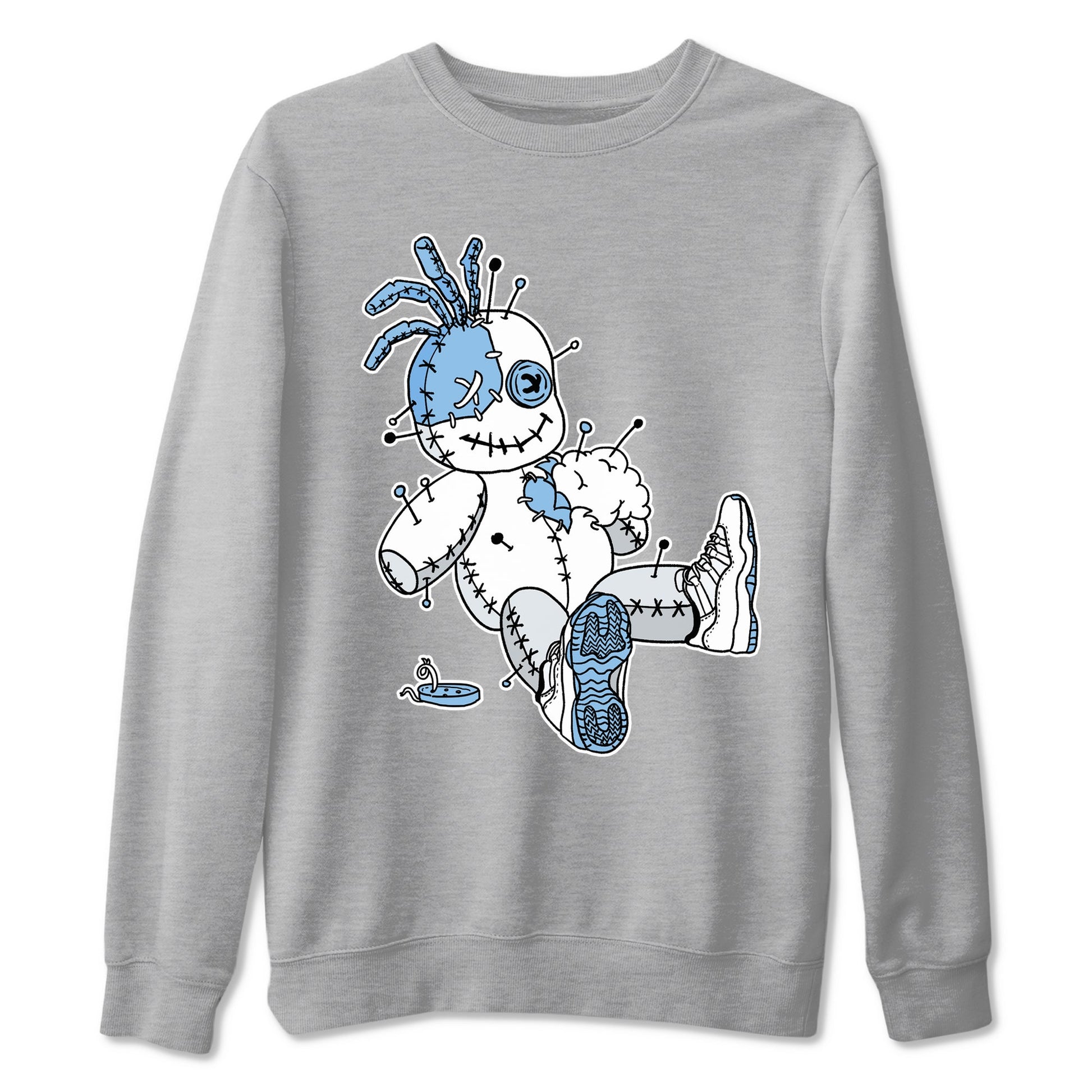 11s Legend Blue shirts to match jordans Voodoo Doll best t shirts to wear with jordans AJ11 Retro Legend Blue match shoes to clothes SNRT Sneaker Tees unisex cotton Heather Grey 2 shirts